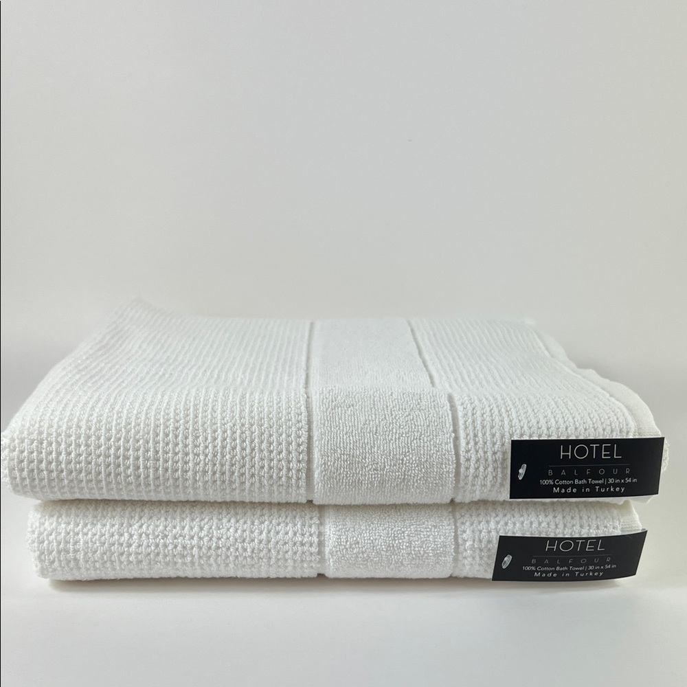 Hotel Balfour Classic Off White Bath Towel Set 100% Turkish Cotton 2 pc NEW